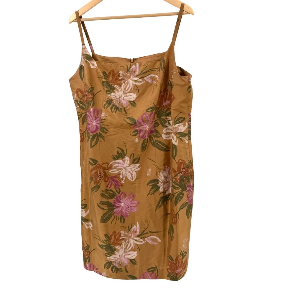 Mercer & Madison Bronze Silk Floral Square Neck Shift Mini Dress
